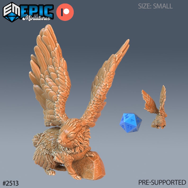 Feathered Rabbit Flying Rabbit | 28mm Scale Dungeons and Dragons Miniatures for Tabletop ...