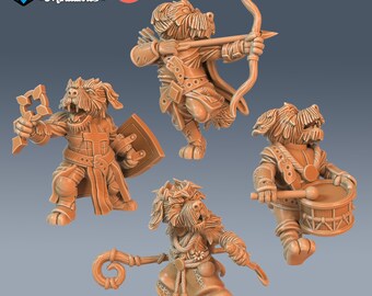 Hund Stammes 1 | 28 mm Skala Dungeons and Dragons Miniaturen für Tabletop Gaming | Wargaming Fantasy Miniaturen | 3d gedruckt | Fantasie