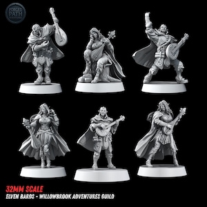 Elf Bard Miniatures Set - 32mm Resin Musicians | Forged Path Miniatures
