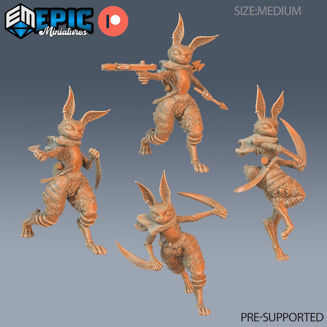 Epic Miniatures Rabbit Folk Warrior 28mm Scale Miniatures - Etsy