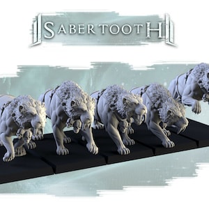 Sabertooth Cats | Northern Ogres | Monstrous Infantry | Txarli Factory | 30mm scale | Tabletop Wargames DND Fantasy RPG Miniatures |