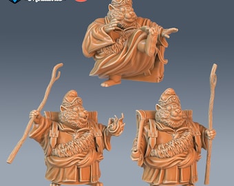 Traveling Hamster Monk | 28mm scale Dungeons and Dragons Miniatures for Tabletop Gaming | Wargaming Fantasy Miniatures | 3d printed |