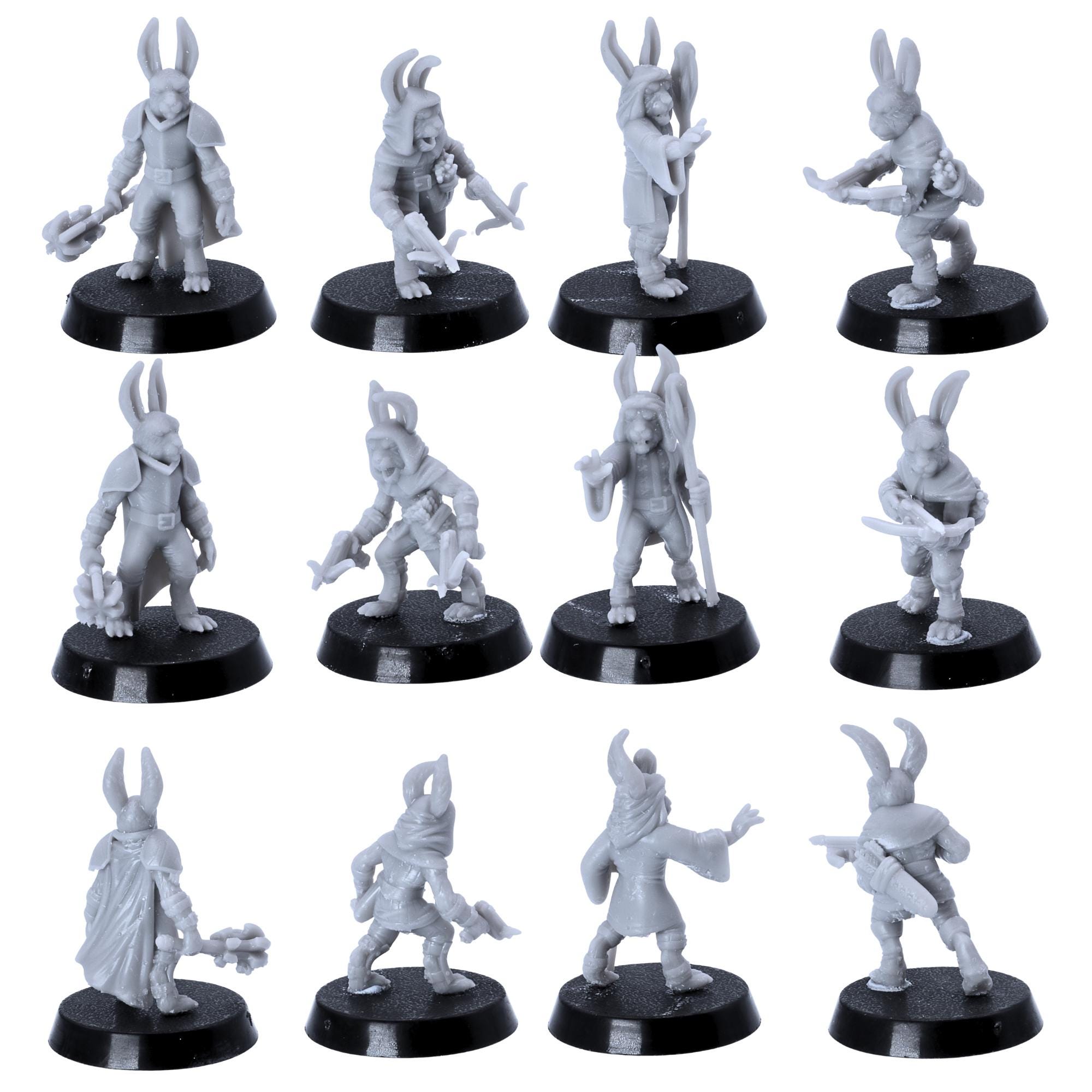 Bunny Tribe - Set of 8 Rabbit Miniature Models | 28mm Scale Fantasy RPG ...