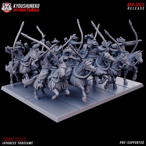 Japanese Yabusame Nippon Army Cavalry Figures -  Kyoushuneko Miniatures -Kensei Test of Honour Feudal Wargaming Minis for Tabletop Games