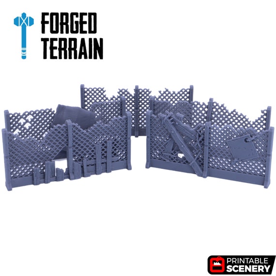Stacheldraht-Zaun Für Tabletop-Wargaming – 28–32 Mm Maßstab, PLA-Kunststoff, Bemalfähig, Ca. 79 X 38 Mm