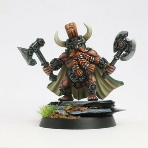 Dwarf Slayer Lord | Dwarf Lord Double Axe | Kyoushuneko | Unpainted Resin Model Tabletop Wargaming D&D Fantasy Dwarf Hero Miniature |