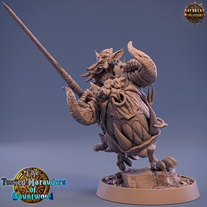 Goblin Krimli on Head Runner| Mounted Goblin Warrior Fighter | Unpainted Resin Model 32mm scale Wargaming Fantasy RPG DnD Goblin Miniature
