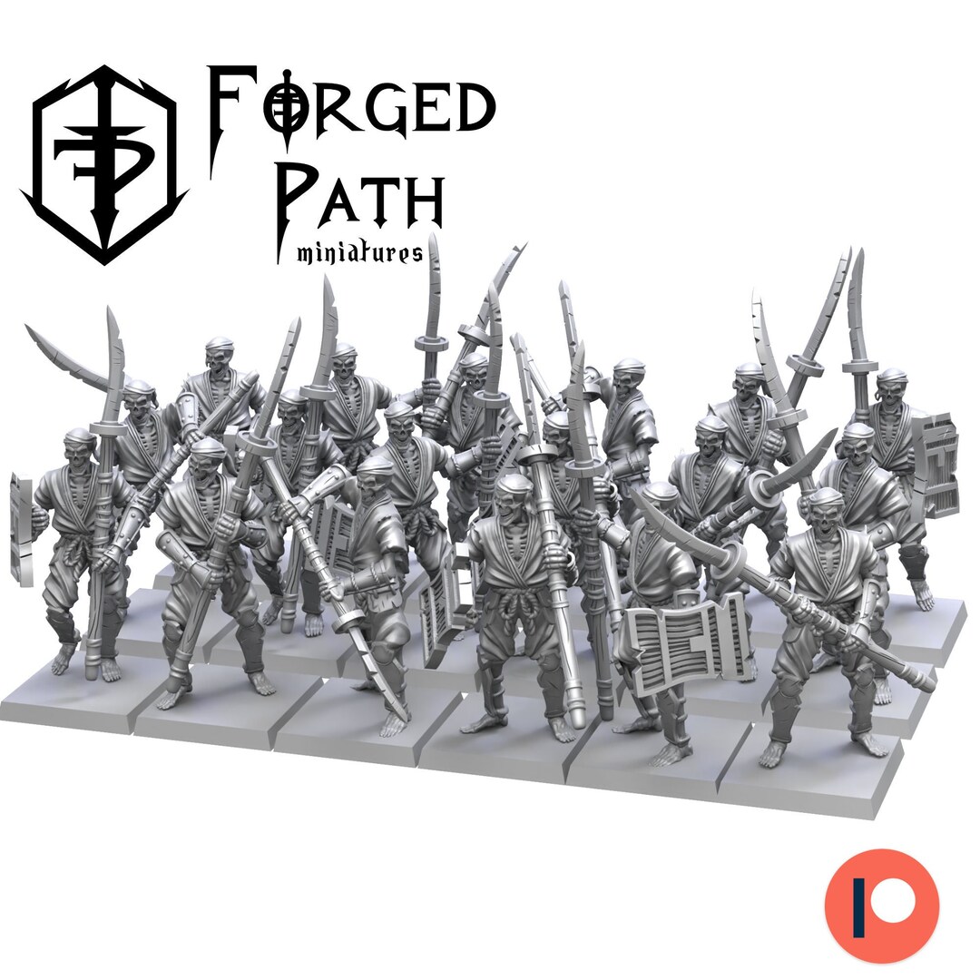 Reaper Bones Miniaturen – 3 Skeleton Spearmen, 28mm Heroic Scale, Unbemalt & Montagefertig