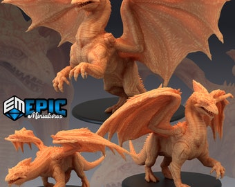 White Dragon | 28mm scale Dungeons and Dragons Miniatures for Tabletop Gaming | Wargaming Fantasy Miniatures | 3d printed | Ancient Dragon
