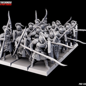 Elf Warrior with Spear and Shield Unit | Tabletop RPG D&D Fantasy Elf Miniatures | Elf Army | Elven Warrior | Kyoushuneko | Elf Lancers
