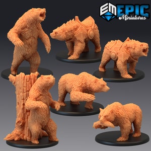 Miniature di Grizzly Bear / Miniature da tavolo stampate in resina da 28 mm per Dungeons & Dragons Pathfinder e Wargaming RPG / Miniature epiche