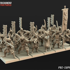 Japanese Samurai Swordsmen Unit 18x | Kyoushuneko Miniatures | 30mm scale | Infantry Unit | DnD | Tabletop Wargaming feudal resin miniatures