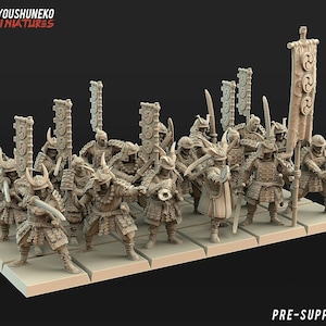 Japanese Samurai Swordsmen Unit 18x | Kyoushuneko Miniatures | 30mm scale | Infantry Unit | DnD | Tabletop Wargaming feudal resin miniatures