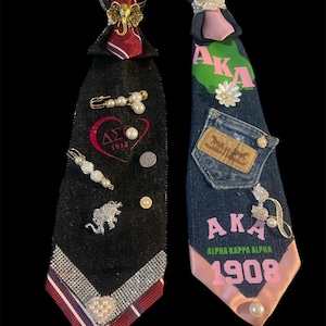 Custom Branding & Sorority Tie – Handmade Statement Tie with Pearls, Charms, or Logos
