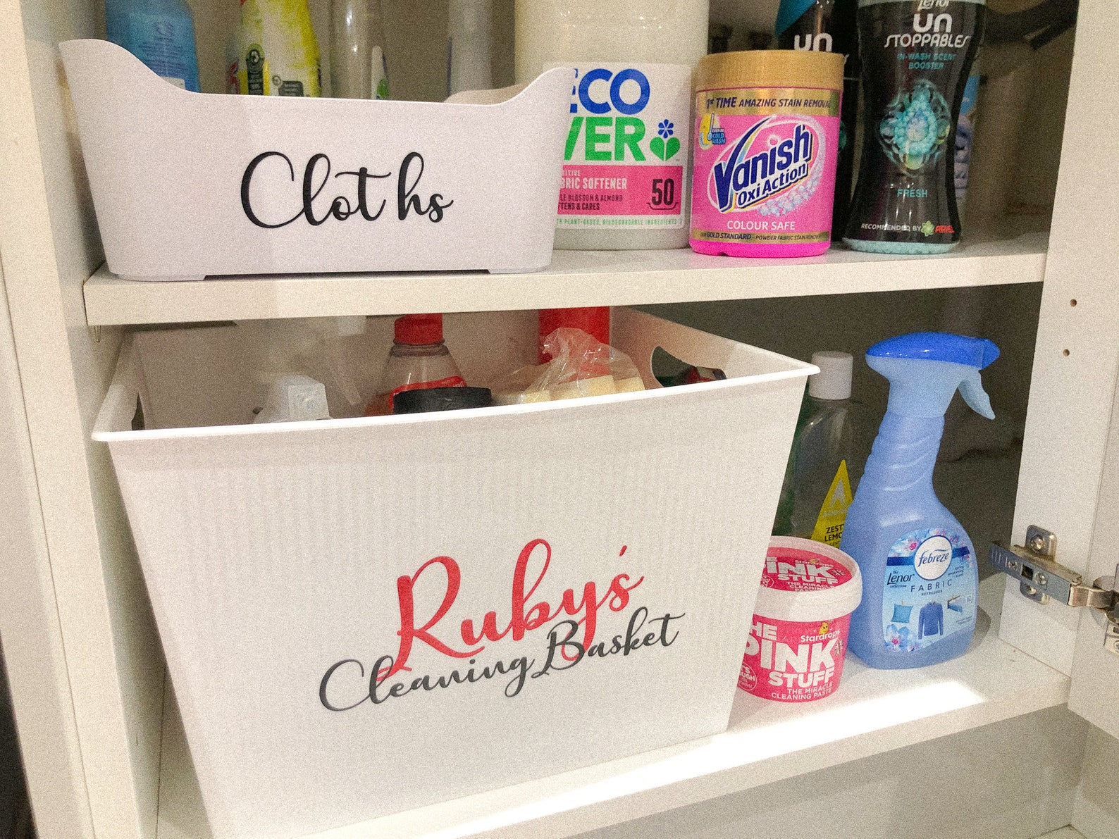 Personalised Cleaning Basket Decal Cleaning basket Name Etsy