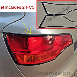 Tail Light Styling Set für Q7 (2006 - 2015), Stop Light Decors, Light Sideboards, Piano Schwarz, Glänzendes Silber, Glänzendes Rot