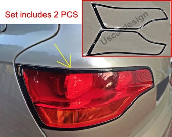 Tail Light Styling For Audi Q7 (2006 - 2015), Stop Light Decors, Light Side Frames, Piano Black, Glossy Silver, Glossy Red