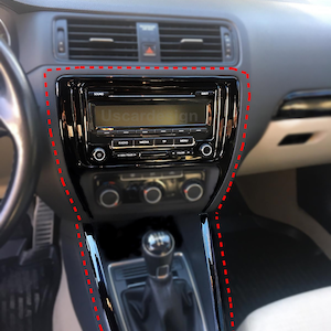 For 2010 - 2018 Vw Jetta VI MK6 (Center Dashboard ) Customized Trim Decor, Dashkit, Console, Piano Black / Carbon Fiber / Glossy Silver