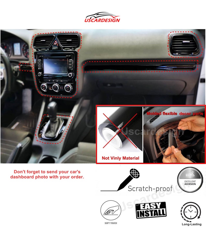 Full Interior Styling Set For VW Scirocco, Dashboard Cover, Door Decors, Volkswagen Accessories, Shifter Knob, Carbon Fiber, Sirocco Parts, image 1