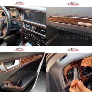 For  A4 B8 (2007 - 2015) Full ( Doors + Dashboard ) Decor Frame Set, Trim Accessorie, Piano Black, Carbon Fiber, Red, German cars