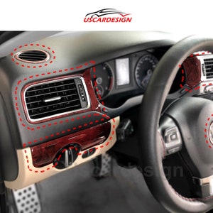 For Vw Jetta VI MK6 / 2010 - 2018 / Dashboard Trim Decor Frames / Dashkit, Console, Piano Black / Carbon Fiber / Glossy Silver / Car Decals