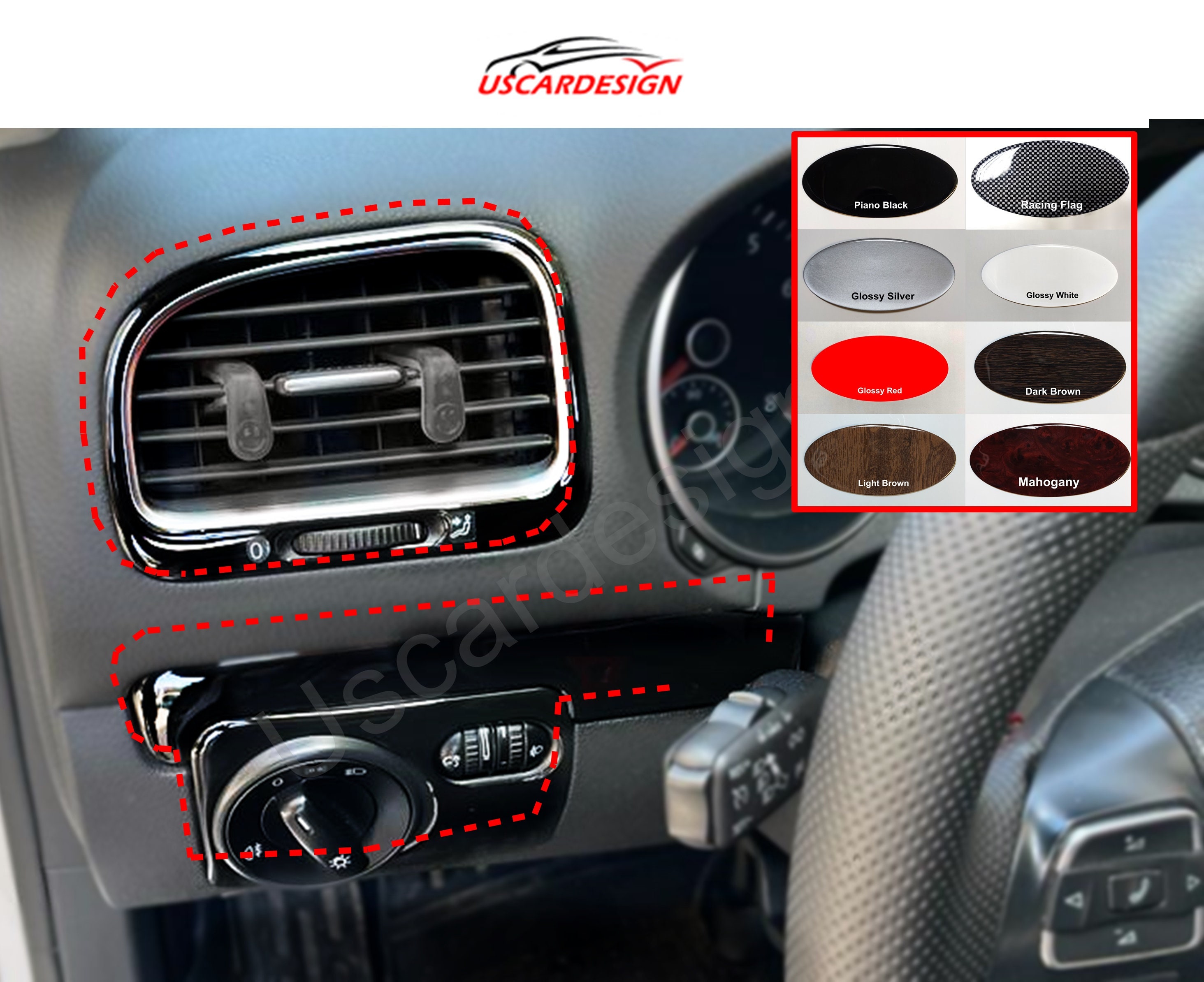 For 2008 2012 Volkswagen Golf VI MK6 Customized Full Dashboard Doors Trim Decor Frames Piano Black Carbon Fiber Glossy Silver Etsy