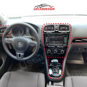 Pour 2008-2012 Vw Golf VI MK6 Cadre de finition entièrement personnalisé (tableau de bord + portes) noir piano/fibre de carbone/argent brillant
