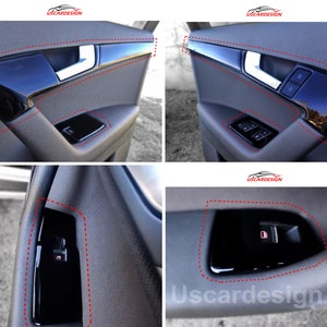 For A3 Sportback (2006-2012) Customized Door Trim Decor Set, Car Accessorie, Handle, Window Switch, Piano Black, Carbon, Wood, Red