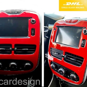 Renault Clio 4 Dashboard Decor Kit: Glossy Red Interior Trim