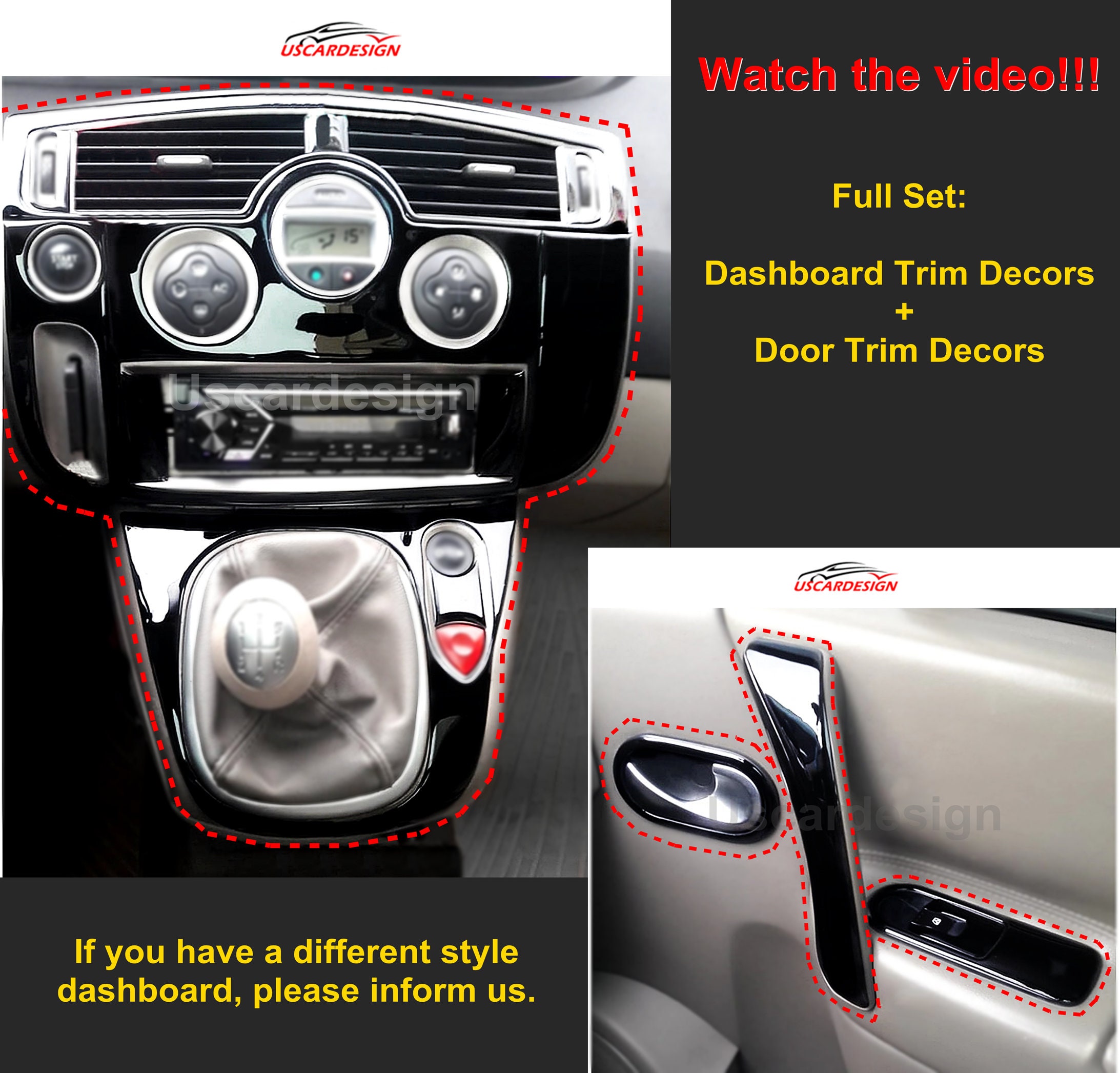 For Renault Scenic 2 Full doors Dashboard Decor Frames Piano Black / Carbon  Fiber / Glossy Silver / Red / White / Wood 