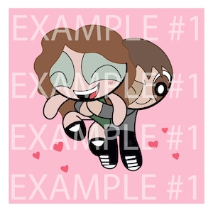 Custom PowerPuff Couple digital art drawing based of The PowerPuff Girls TV Show inspired by Tiktok
