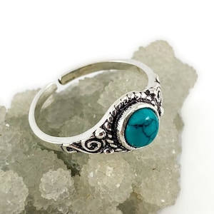 Boho Silver Turquoise rings - adjustable rings - silver plated ring - gemstone ring - bohemian rings - matching rings - open ring