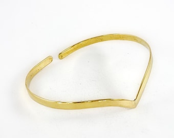 Messing V Manschette Armband - verstellbares minimalistisches Armband - V förmiger offener Armreif - Paar Armband - ästhetische Armbänder - minimalistische Geschenke