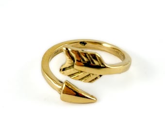 Adjustable Brass Arrow Ring - arrow men ring - sideways arrow ring - double wrap arrow ring - arrow tribal ring - celebrity ring