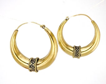 Chunky Brass Hoop Earrings - tribal earrings - African earrings - boho earrings - ethnic earrings - boho earrings - gifts for her