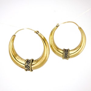 Chunky Brass Hoop Earrings - tribal earrings - African earrings - boho earrings - ethnic earrings - boho earrings - gifts for her