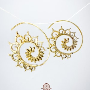 Spiral Brass Earrings - small spiral earrings - gold spiral earrings - tribal earrings - ethnic jewelry - brass spiral earrings