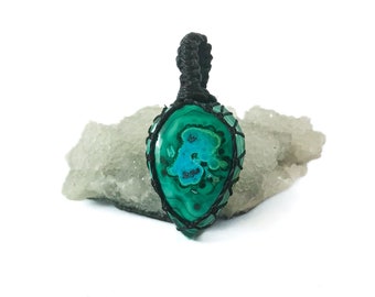 Collana di malachite azzurrite - splendido pendente di malachite - malachite di alta qualità - cristallo verde - collana di cristallo unica