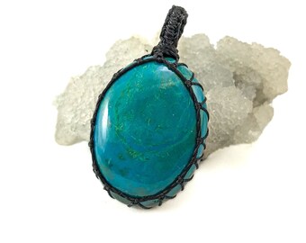 Chrysocolla Macramé Necklaces - high quality chrysocolla - chrysocolla pendant - chrysocolla jewelry - chrysocolla crystal - healing crystal