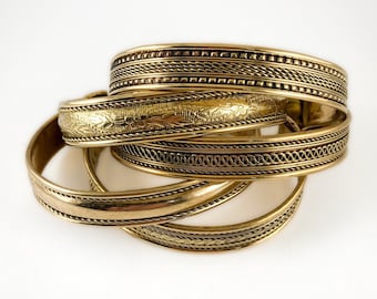 Brass Cuff Bracelet - ethnic brass bracelet - gold men bracelet - adjustable brass bracelet - bohemian metal bracelet - tribal bracelet