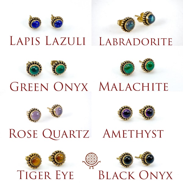 Crystal Stud Earrings - labradorite earrings - lapis lazuli earrings - tiger eye earrings - cute stud earrings - stud earrings set boho