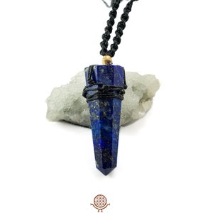 Crystal Point pendant - powerful jewelry - amethyst crystal - lapis lazuli crystal - red jasper crystal - tyger eye crystal -