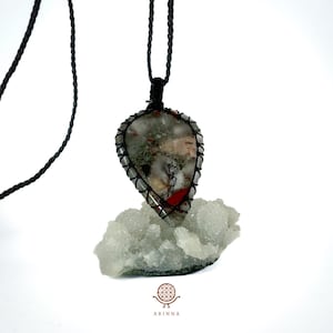 BloodStone Macramé Necklace - Heliotrope pendant - bloodstone necklace - natural blood stone - heliotrope necklace - heliotrope pendant