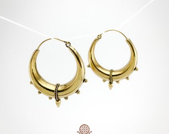 Chunky Brass Hoop Earrings - spike earrings - cool earrings - chunky hoops - boho earrings - small hoop earrings - large hoop earrings -