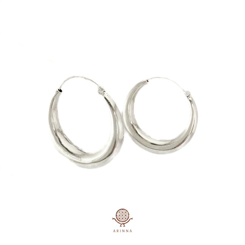 Silver Plated Hoop Earrings - tribal hoop earrings - chunky silver hoops - african hoop earrings - tribal earrings - boho hoop earrings image 2
