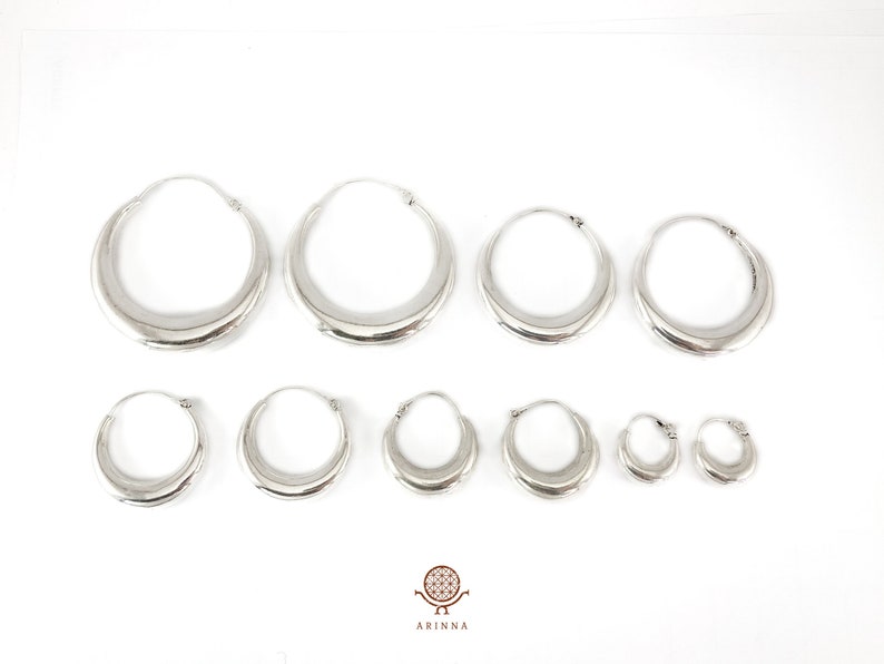 Silver Plated Hoop Earrings - tribal hoop earrings - chunky silver hoops - african hoop earrings - tribal earrings - boho hoop earrings image 3
