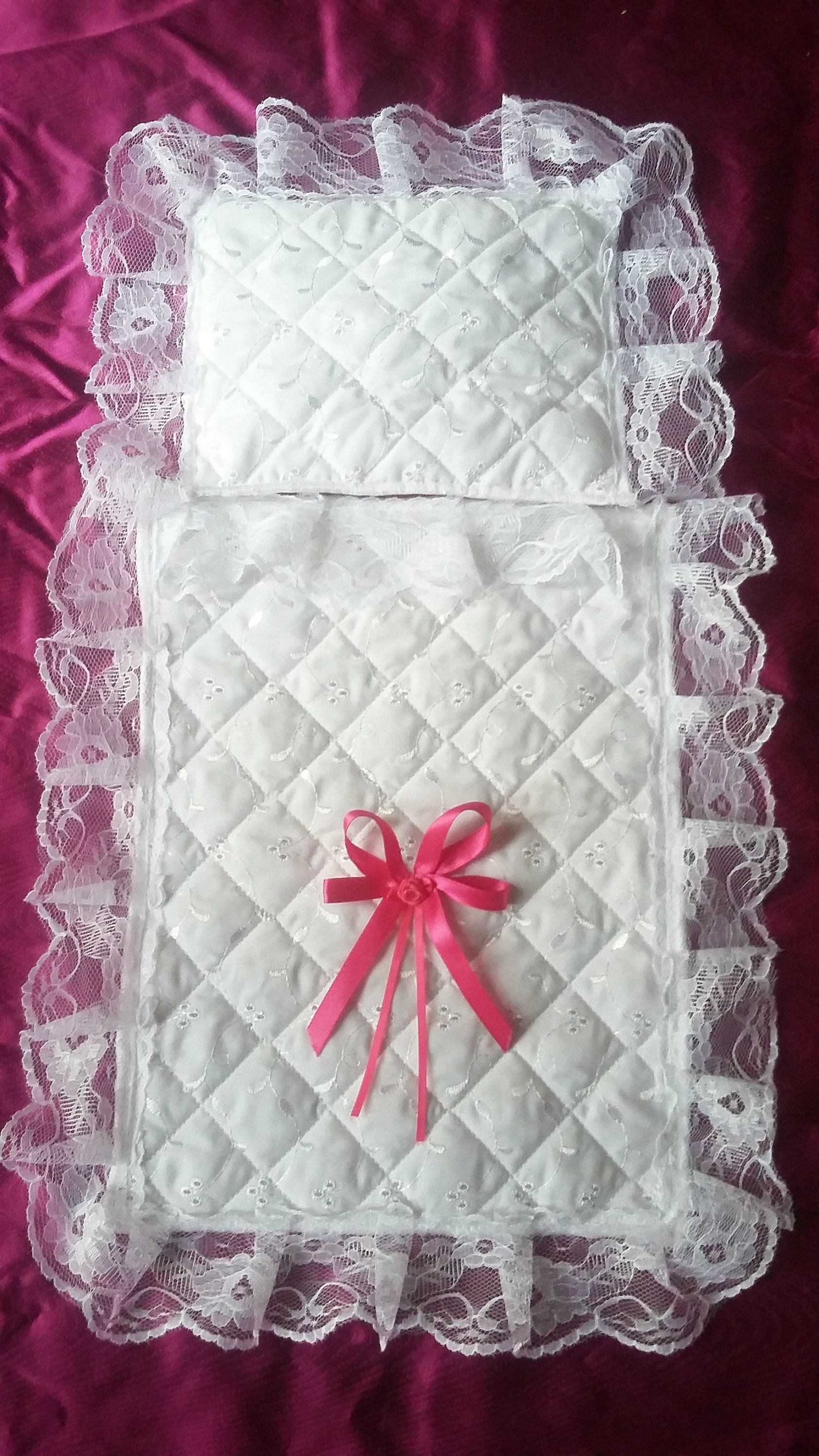 Dolls pram set 11 x 14 quilt quilted broderie anglaise | Etsy