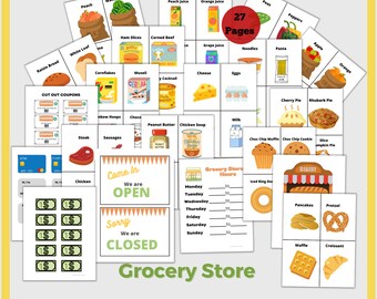 Grocery Store Pretend Play Printables, Dramatic Play, Imagination Play, Printables