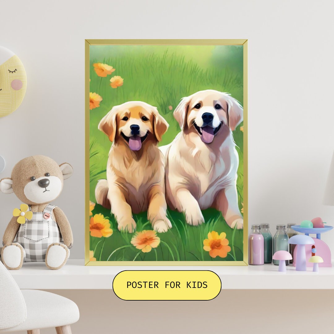 Puppy Dog Wall Art Decor, Kids Wall Art, Nursery Wall Art Print Etsy