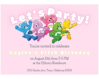 CareBears Invite. Customizable Party Invitation